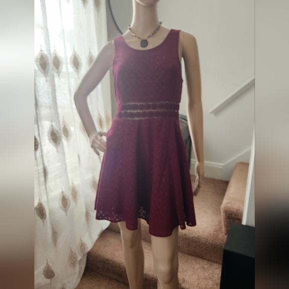 Free People Fitted With Daisies Red Floral A Line Fit Flare Mini Dress - Picture 4 of 7